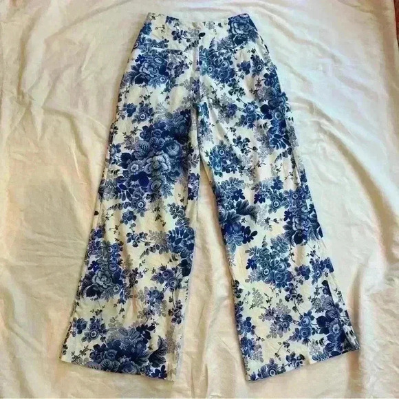 Maeve Printed Pleated Wide-Leg Pants Size 0P - Picture 6 of 7